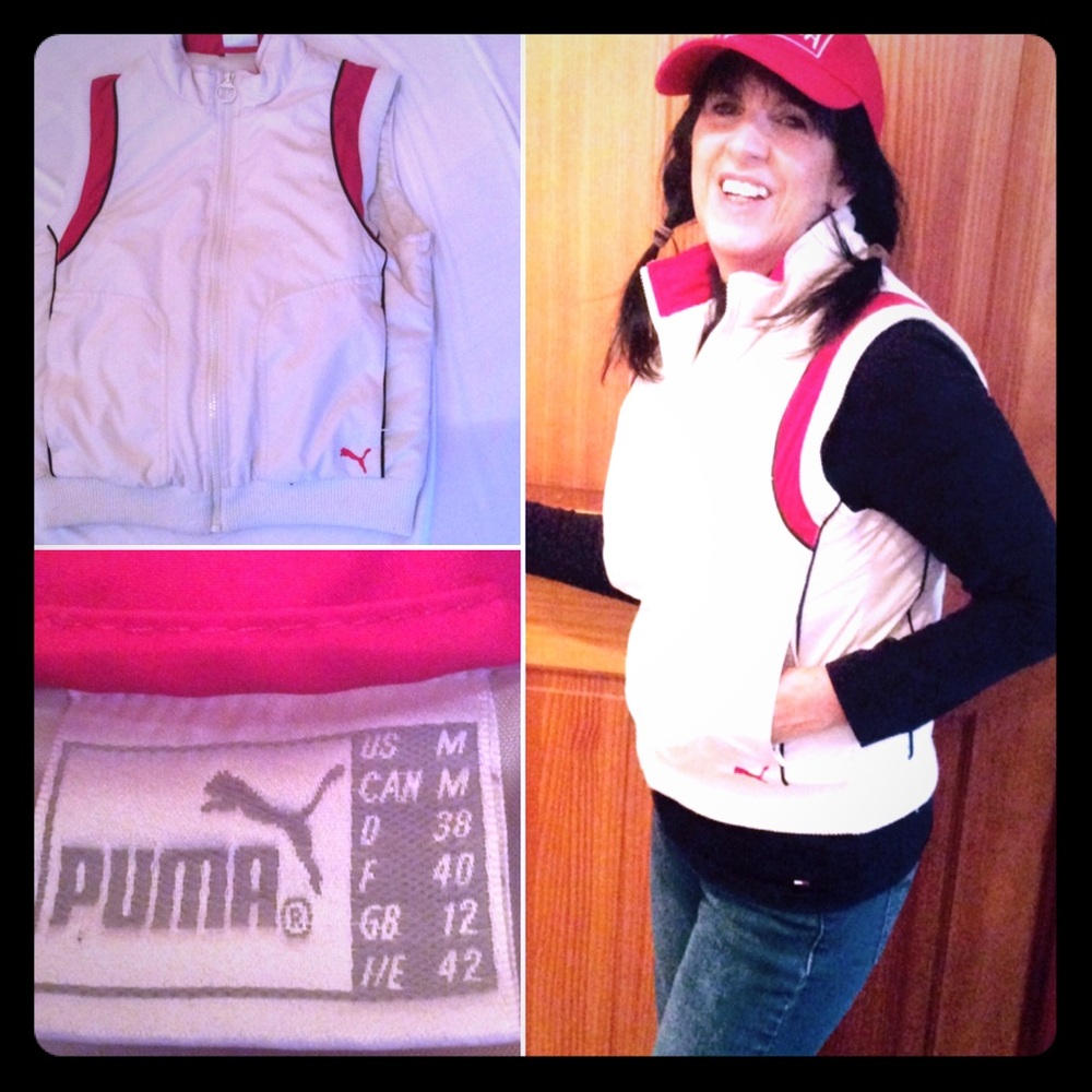 Super Cute Sporty Vintage Puma Puffy Zip Up Crop Vest